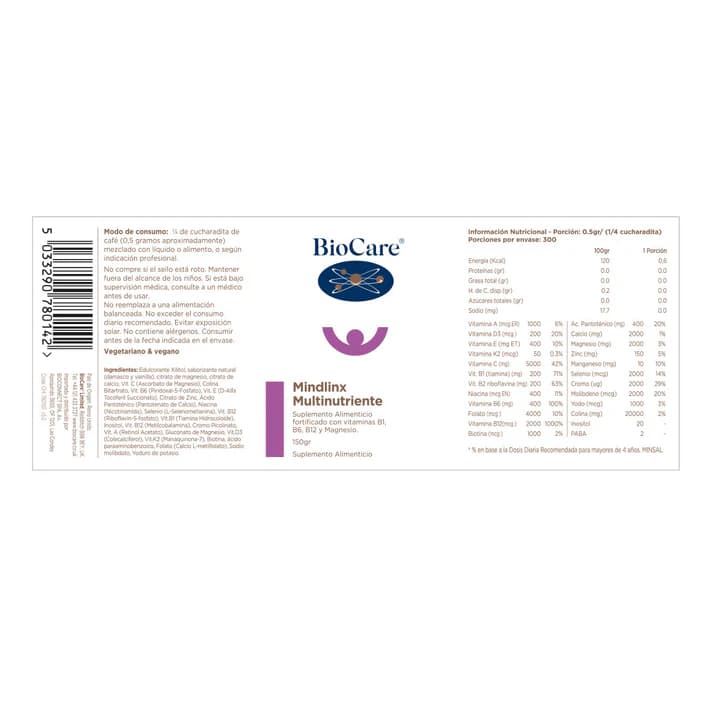 Vitaminas - Mindlinx Multinutriente en Polvo- Biocare