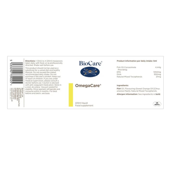 Omega 3 - OmegaCare - Aceite de pescado 225ml- Biocare